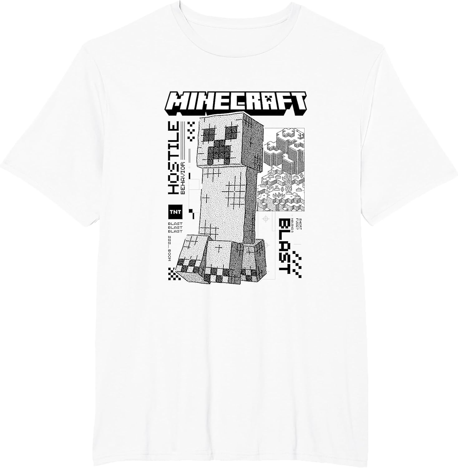 Minecraft Creeper Monochrome with Block Forest