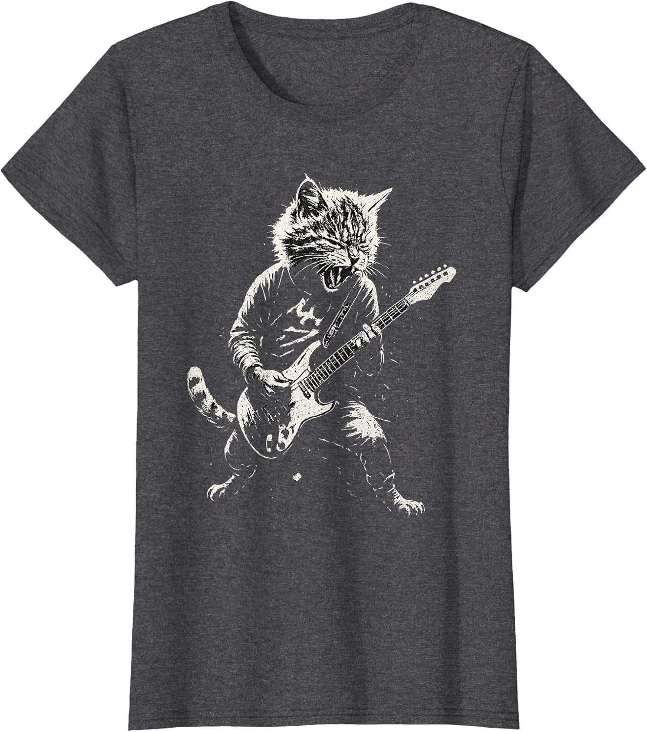 Cat Playing Guitar Rock Music Band Cool Graphic Vintage