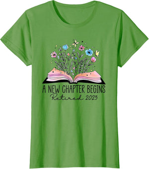 Floral Book a New Chapter Begins Retired Retirement Teacher