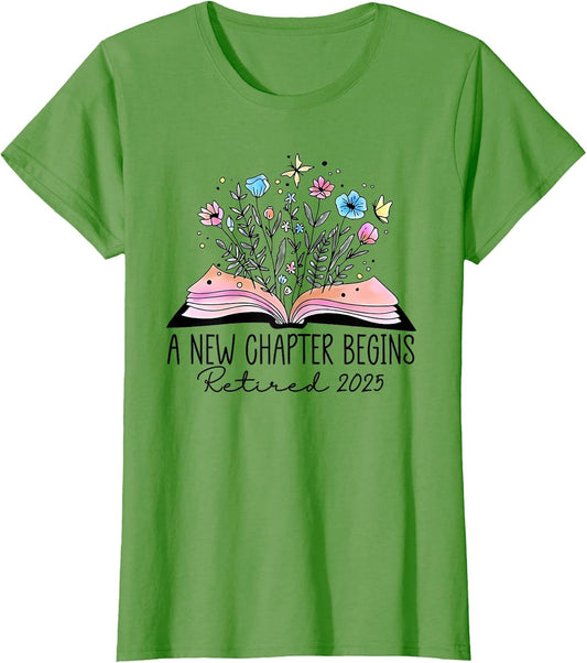 Floral Book a New Chapter Begins Retired Retirement Teacher