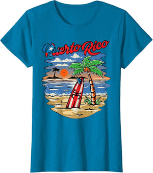 Puerto Rico Beach Puerto Rican Flag Retro Vintage 70s Sunset