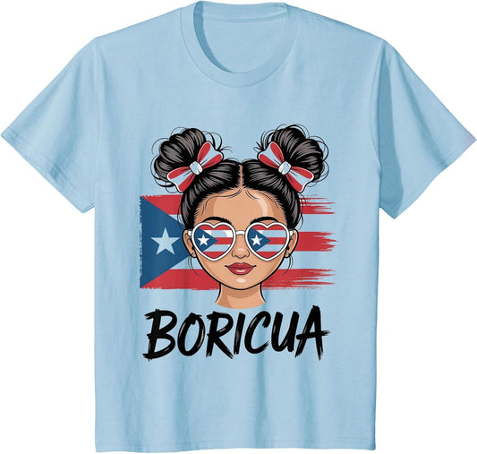 Puerto Rico Hispanic Heritage Messy Bun Puerto Rican Girls