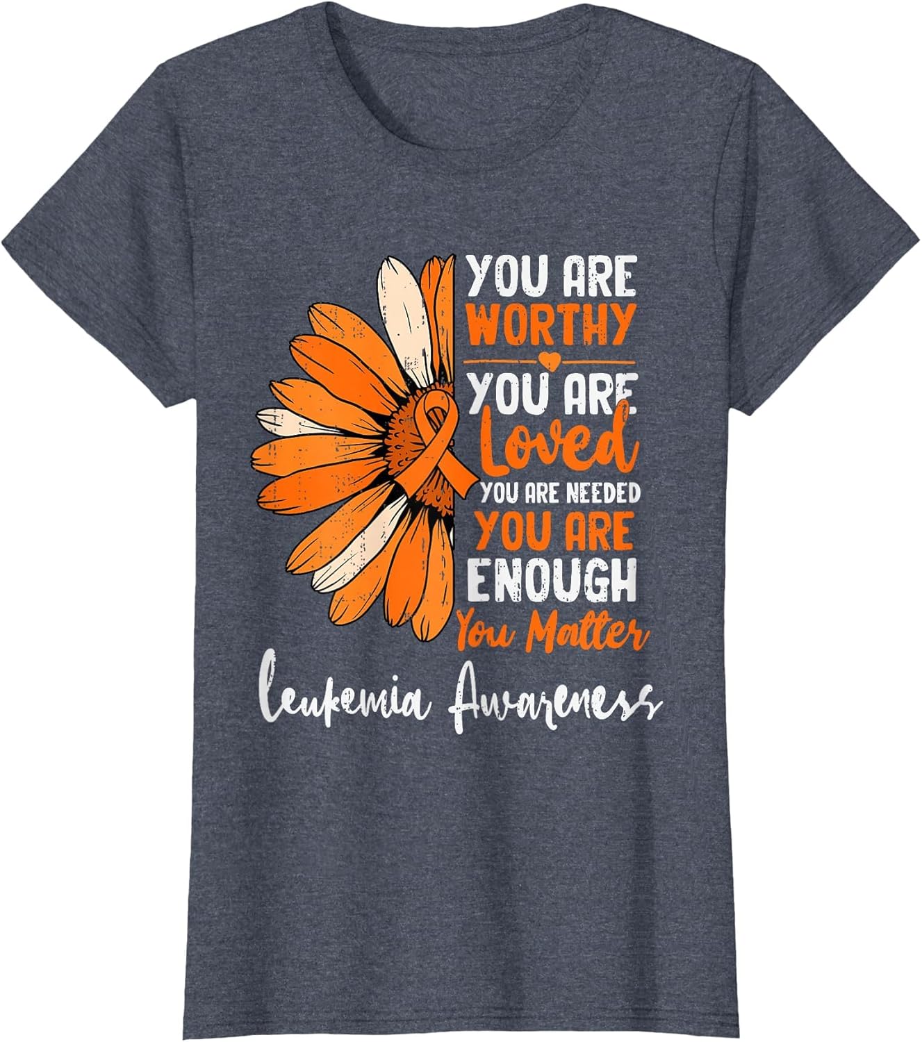 Motivational Leukemia Awareness Sunflower Ribbon Orange