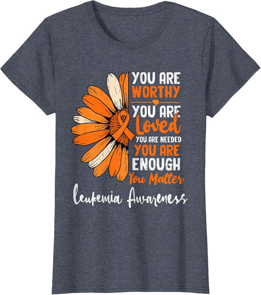 Motivational Leukemia Awareness Sunflower Ribbon Orange