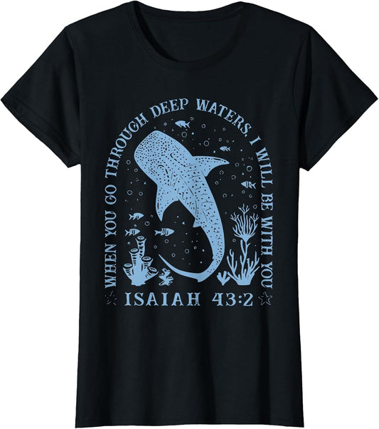 Isaiah 43:2 Beach Whale Shark Christian Jesus Ready to Press
