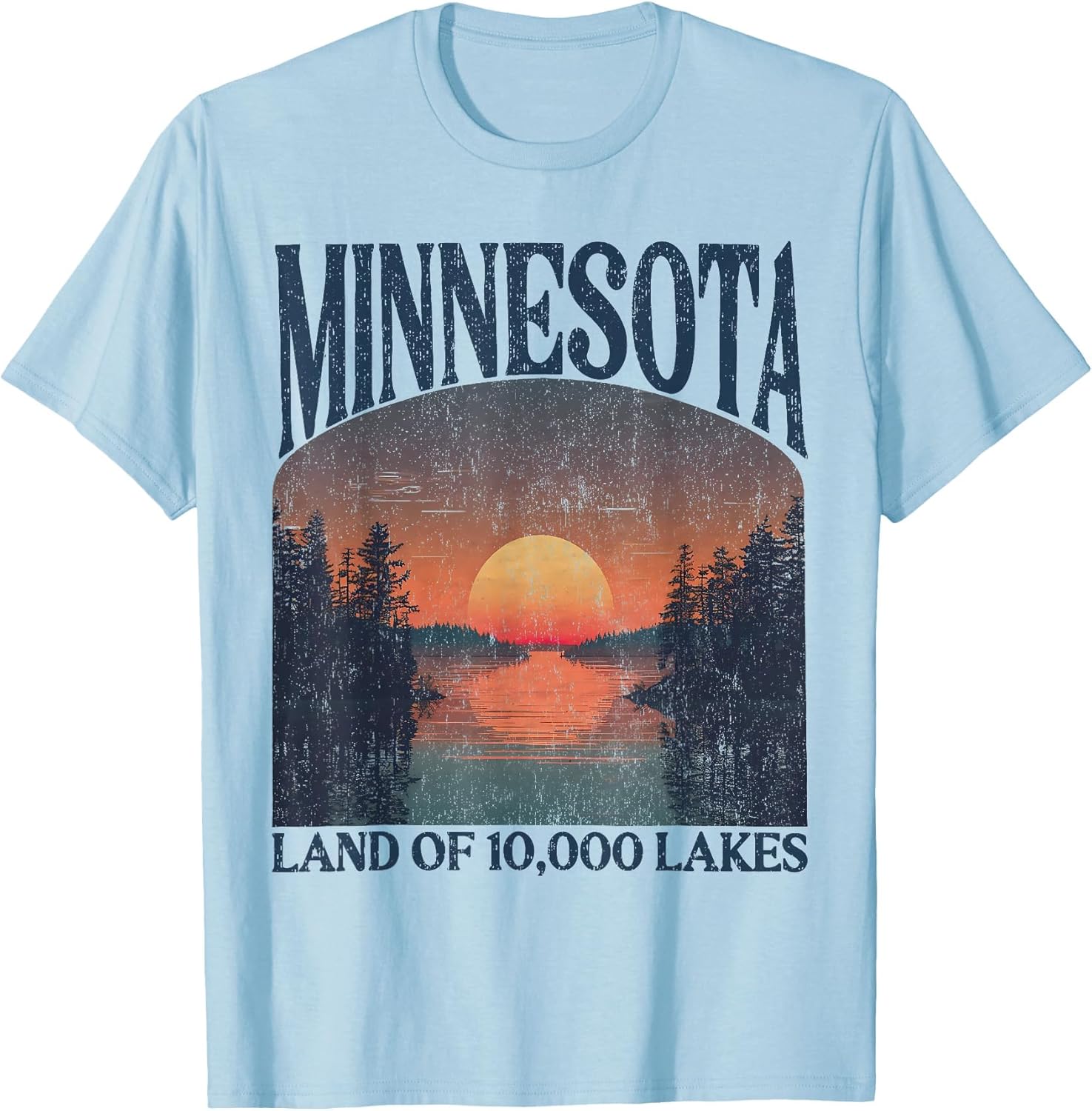 Minnesota Land of 10000 Lakes Sunset Nature Vintage Style