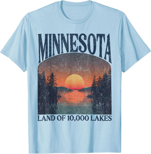 Minnesota Land of 10000 Lakes Sunset Nature Vintage Style