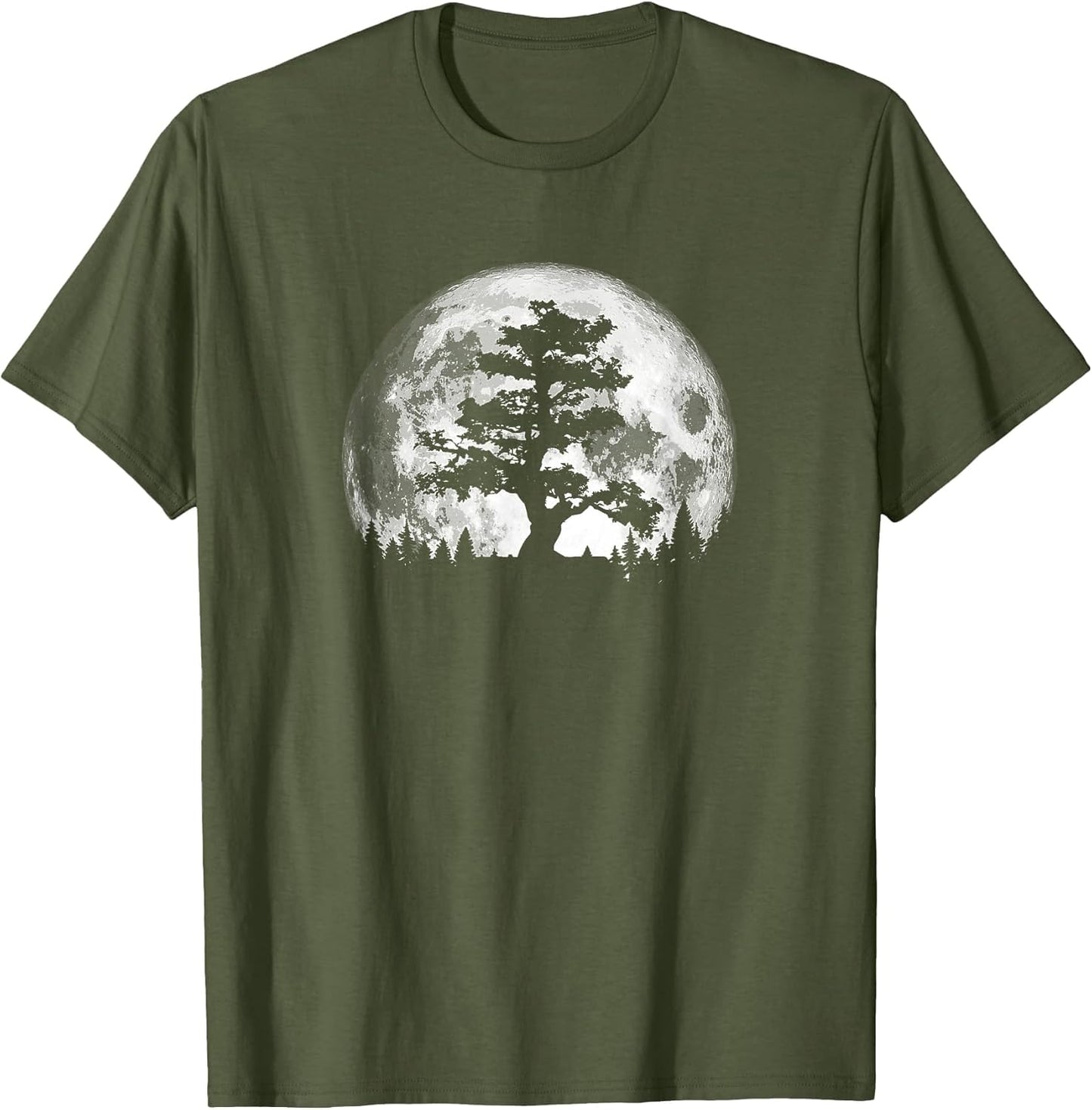 Retro Full Moon and Minimalist Pine Tree Vintage Graphic