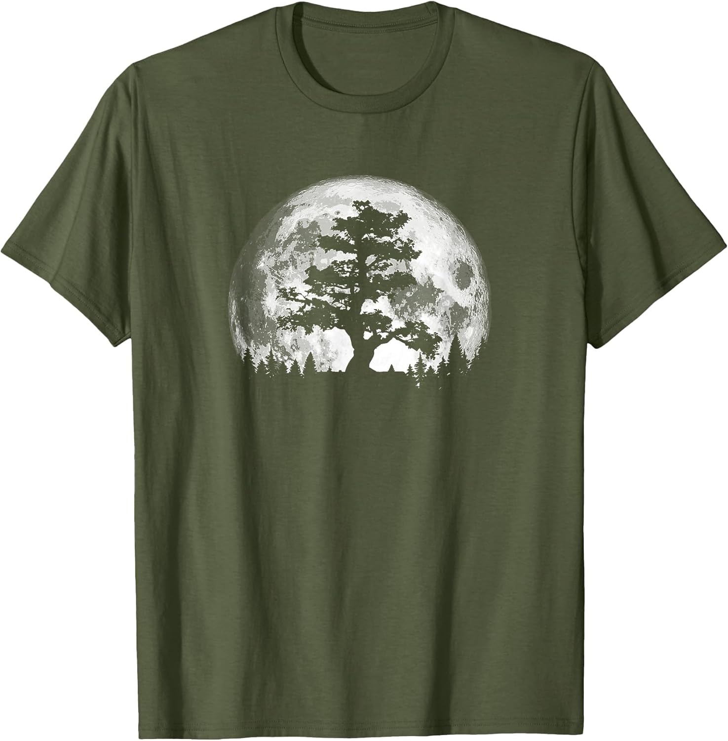 Retro Full Moon and Minimalist Pine Tree Vintage Graphic