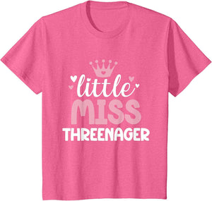 Little Miss Threenager Girl Happy 3rd Birthday Girl Toddler