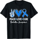 Peace Love Cure Type 1 Diabetes Awareness T1D Ribbon Blue