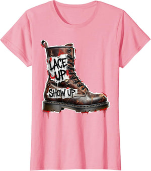 Boots On The Ground Lace Up Show Up Design