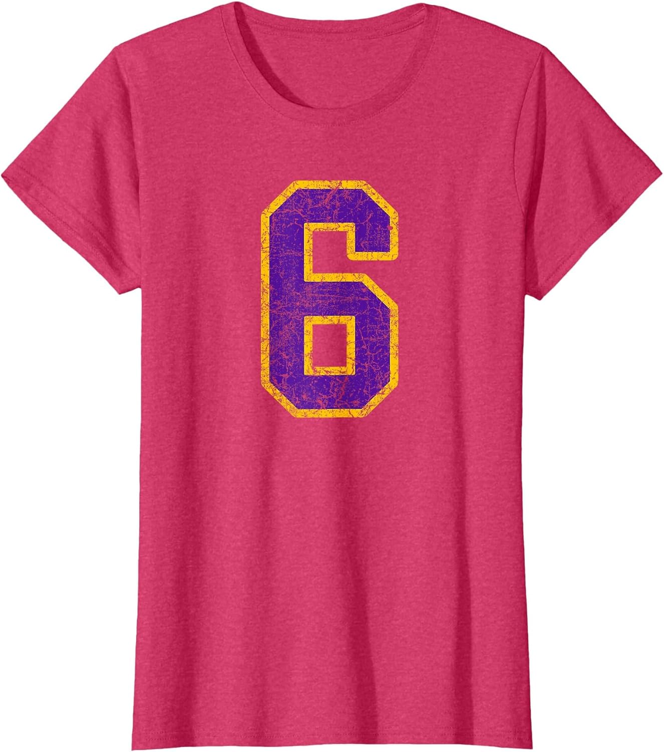 Purple Gold Number 6 Jersey Player Uniform #6 Grunge
