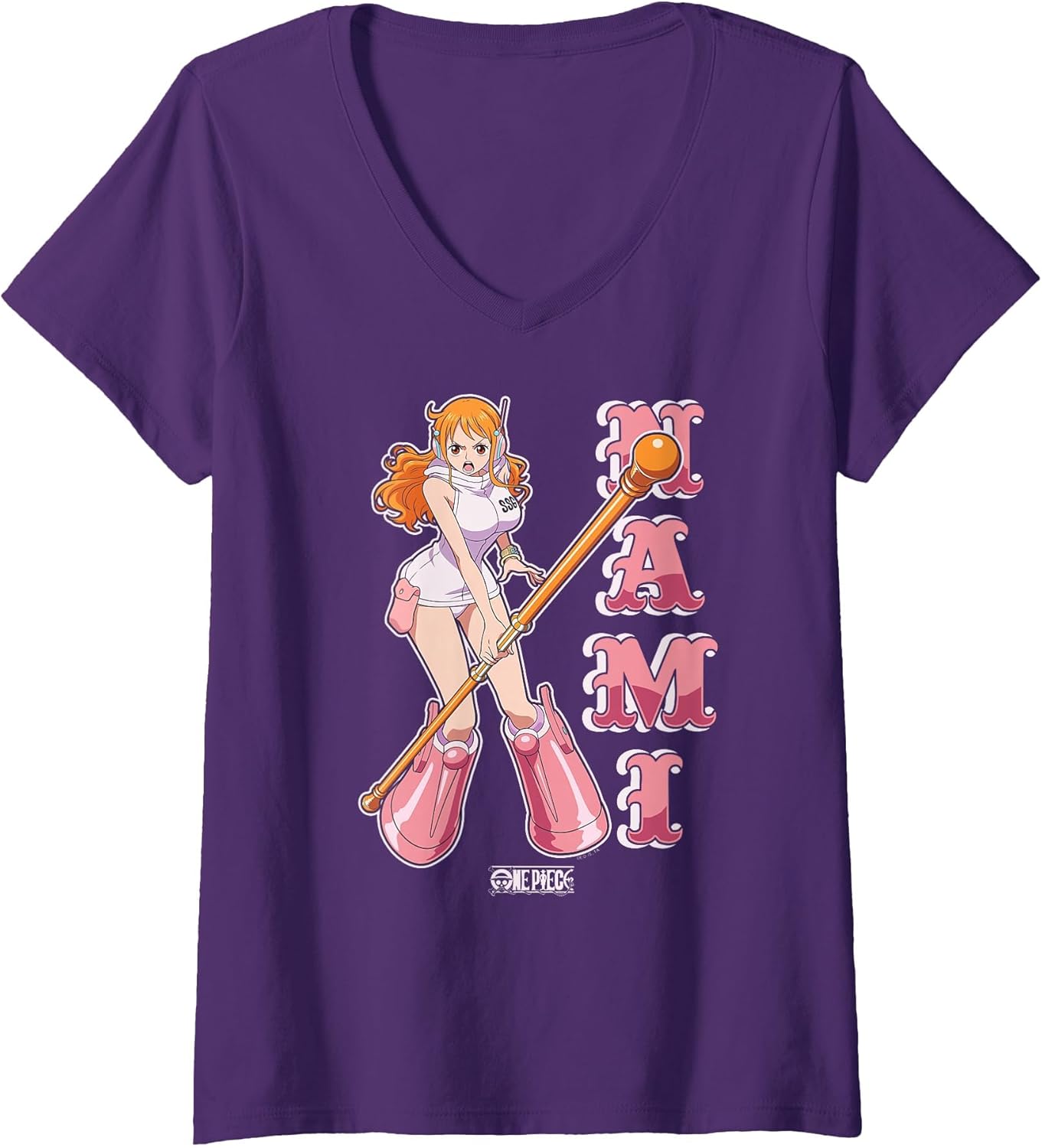 Women's One Piece Anime Nami Egghead Island Costume V-Neck