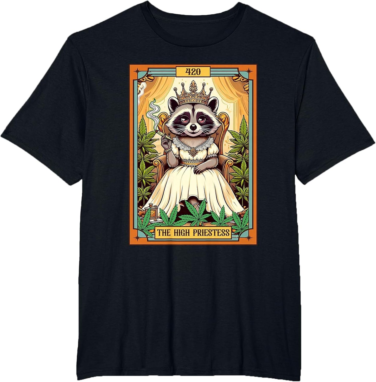 Cannabis Weed Lover Racoon The High Priestess Tarot Card
