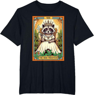 Cannabis Weed Lover Racoon The High Priestess Tarot Card