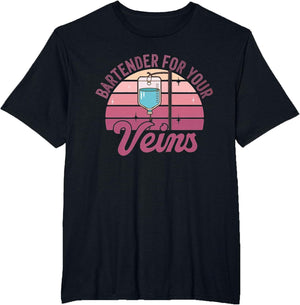 Bartender for Your Veins Intravenous Infusion Nurse IV Nurse , Men's Big and Tall, Black, 2X Tall