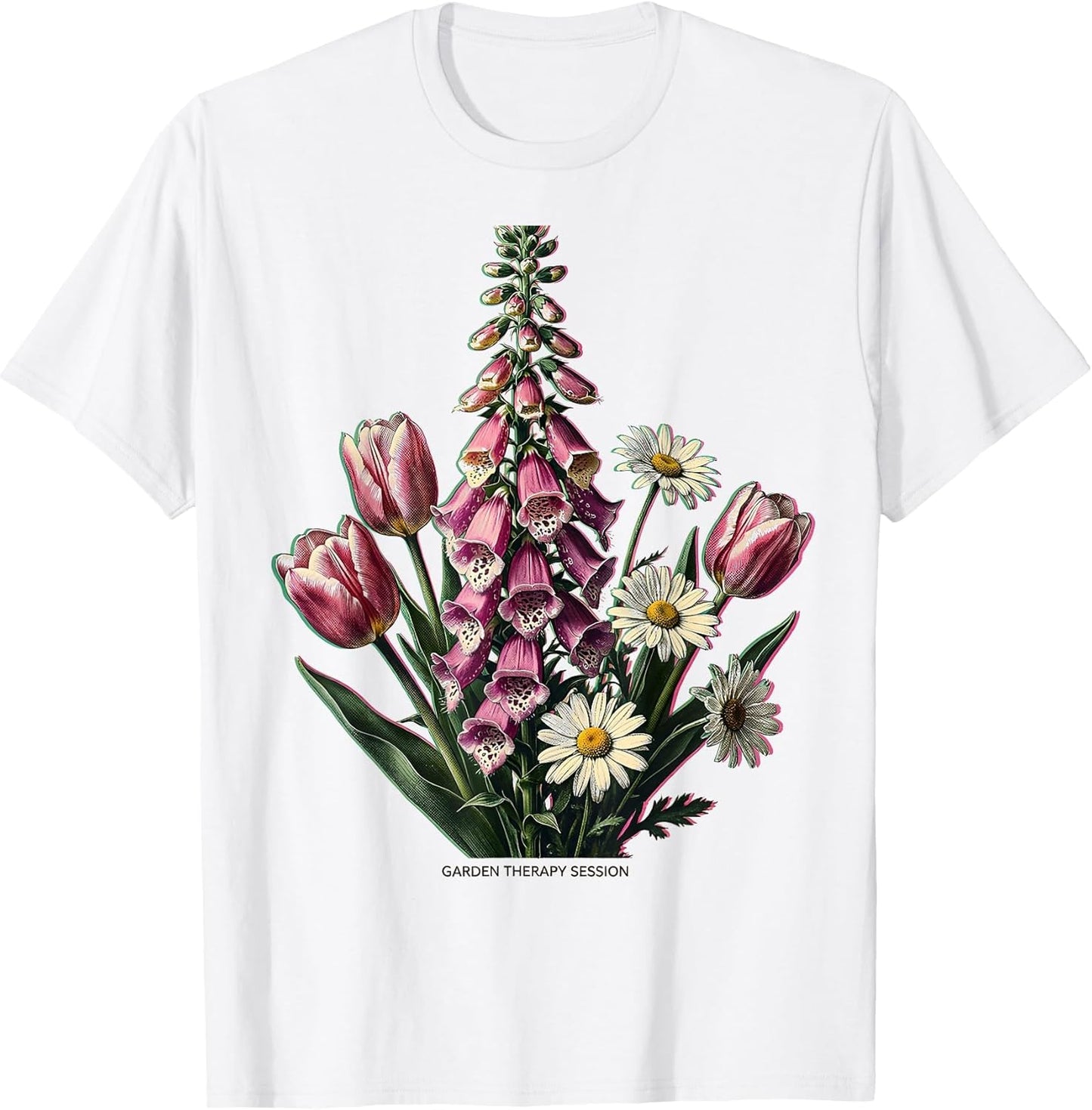 Garden Therapy Session Floral Foxglove Daisy Tulip