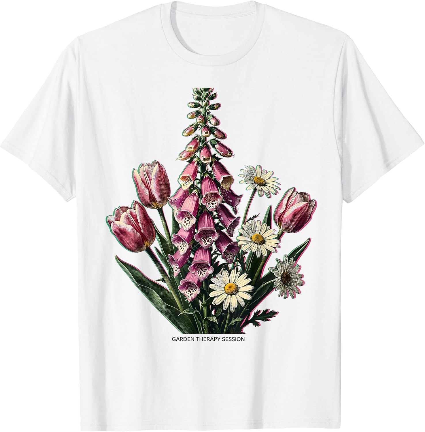 Garden Therapy Session Floral Foxglove Daisy Tulip