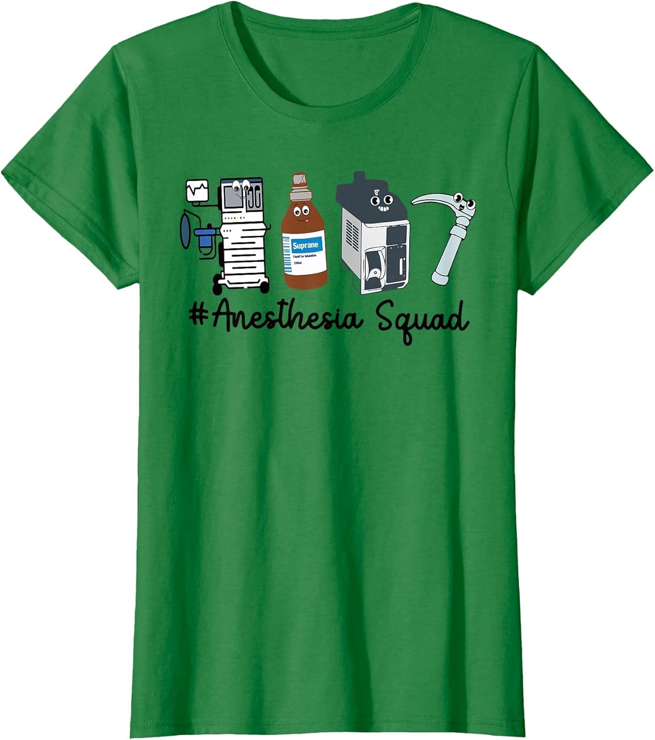 Funny Anesthesia Tech, Anesthesia Squad Goals CRNA Anesthesi , Women, Kelly Green, 3X-Large