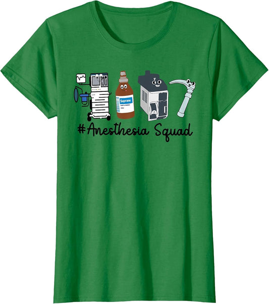 Funny Anesthesia Tech, Anesthesia Squad Goals CRNA Anesthesi , Women, Kelly Green, 3X-Large