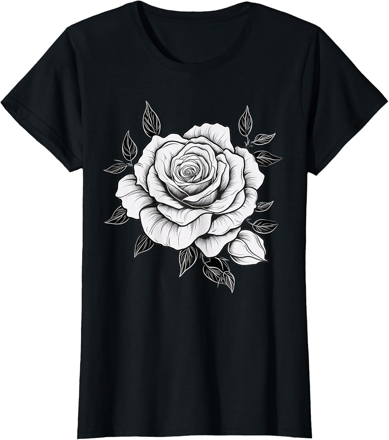 Minimalistic Rose Flower on Black and White Rose