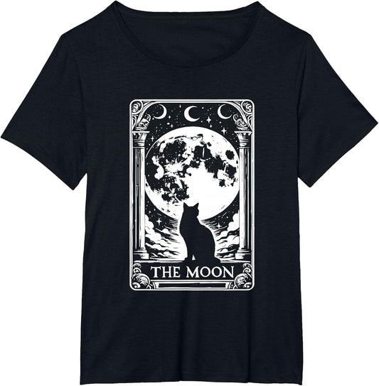 Witchy Cat Vintage Halloween Gothic The Moon Tarot Card