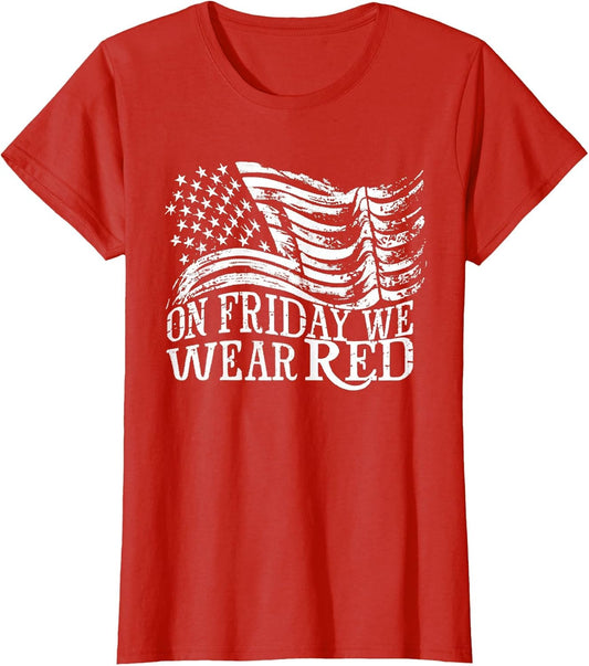On Friday We Wear Red American Flag Military Supportive