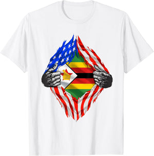Super Zimbabwean Heritage Proud Zimbabwe Roots USA Flag
