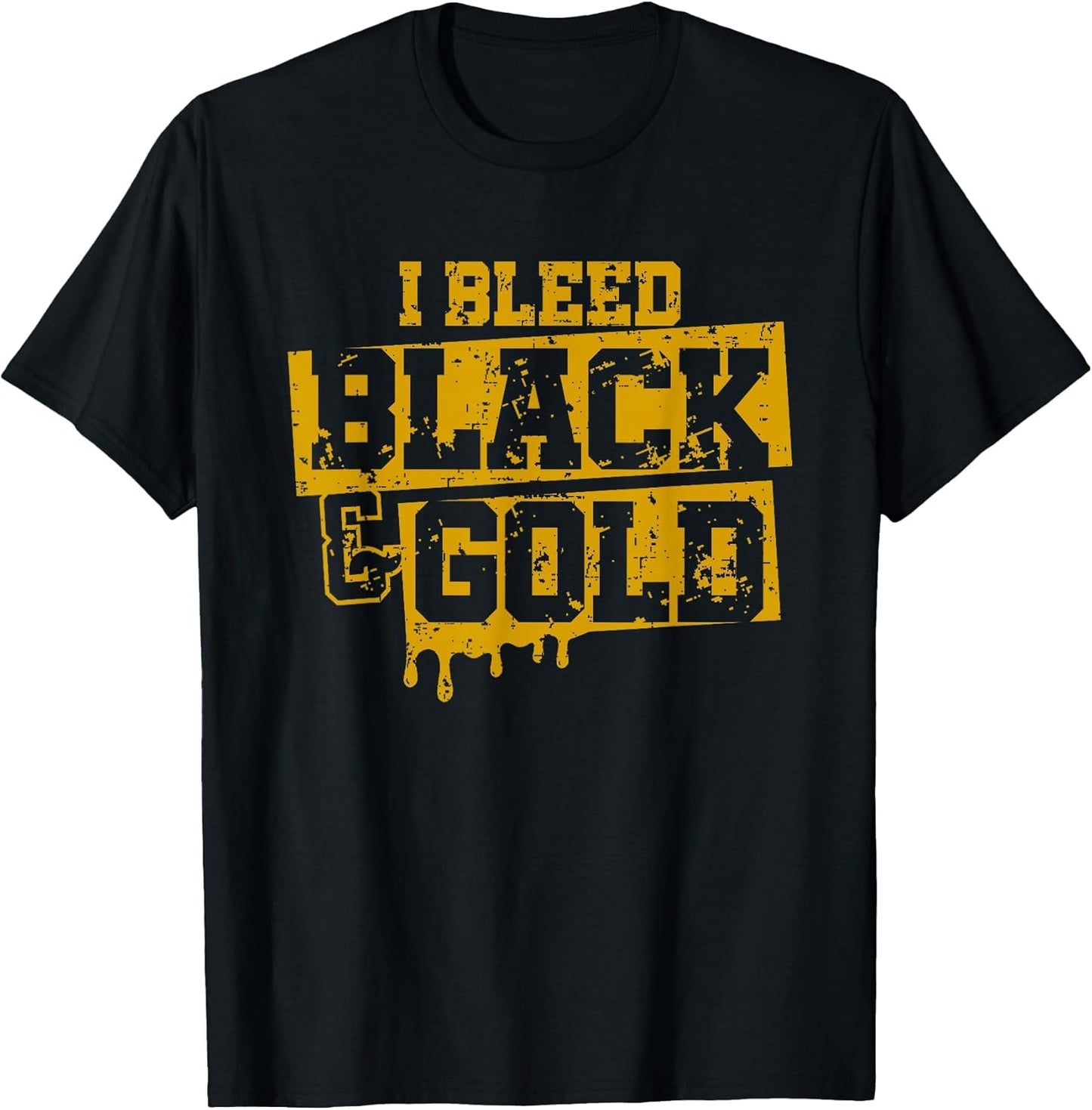 I Bleed Black and Gold Game Day Group School Football Sports