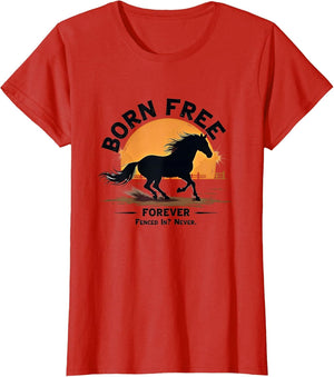 Cowboy Shirt Born Free Forever Western Horse Graphic