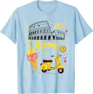 Rome Italy Colosseum Gelato Scooter Art Kids