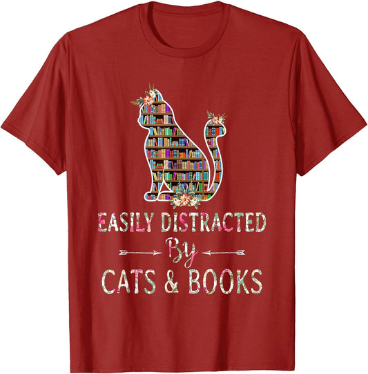 Cat Lover - Book Lover - Easily Distracted by Cat & Books