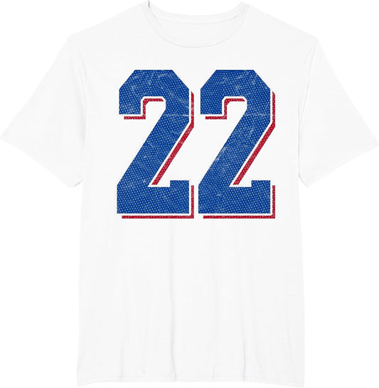 Number 22 Numbered Uniform Sports Team Jersey 22nd Birthday