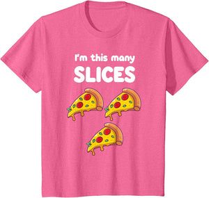 Cute Pizza 3rd Birthday I'm This Many Slices 3-Year-Old