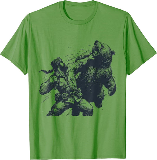 Bear Funny Man Punching Bear Retro Vintage Hunting Camping