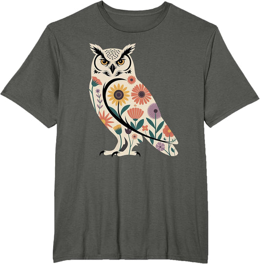 Floral Owl Bird Lover Birding Enthusiasts Men Women Kids