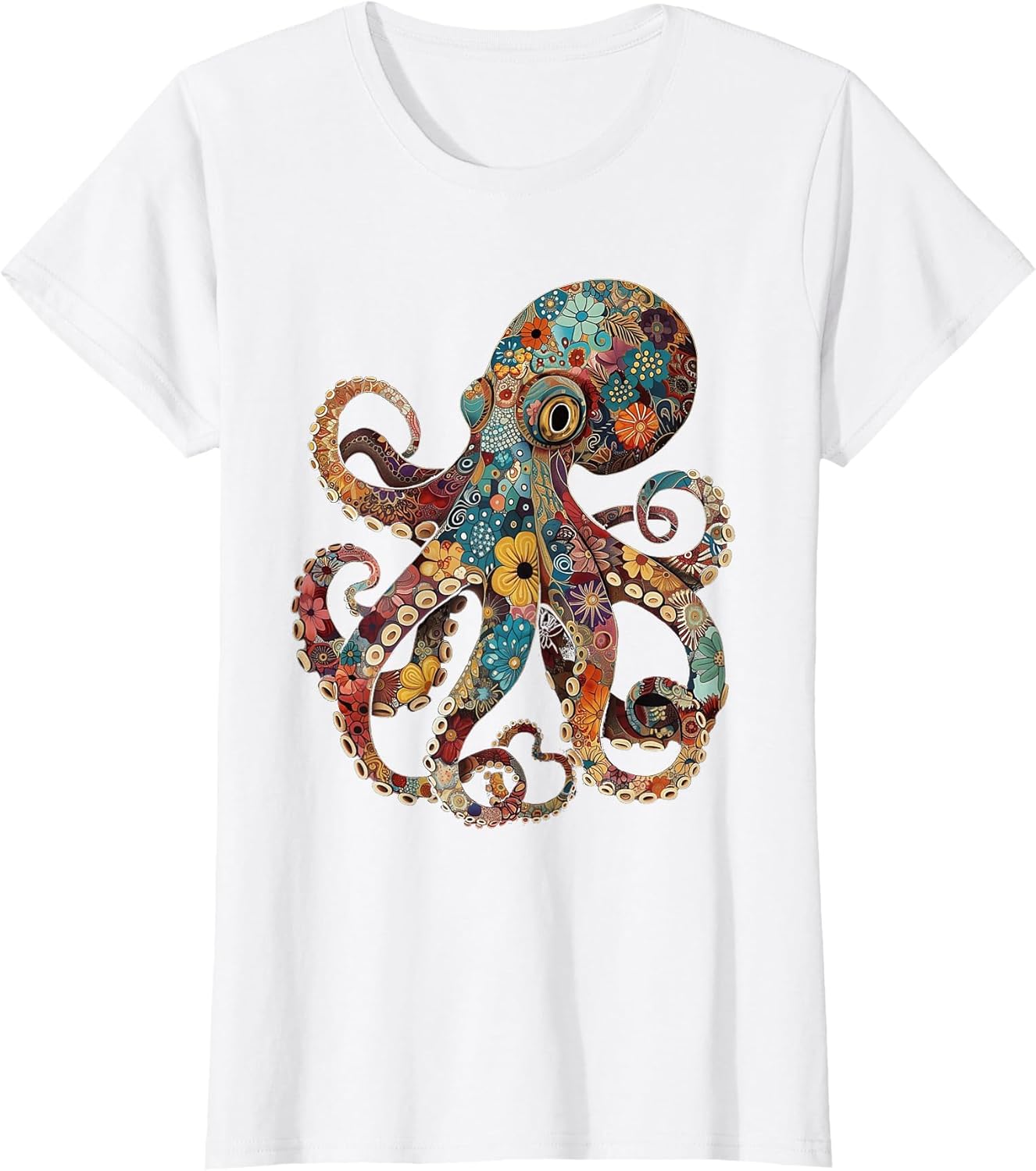 Octopus Floral Vintage Flowers Squid Kraken Scuba Diving
