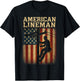Retro Lineman American Flag Electric Cable Patriotic Lineman
