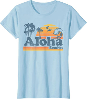 Aloha Beaches Hawaii Vintage Beach Surfing Retro Hawaiian