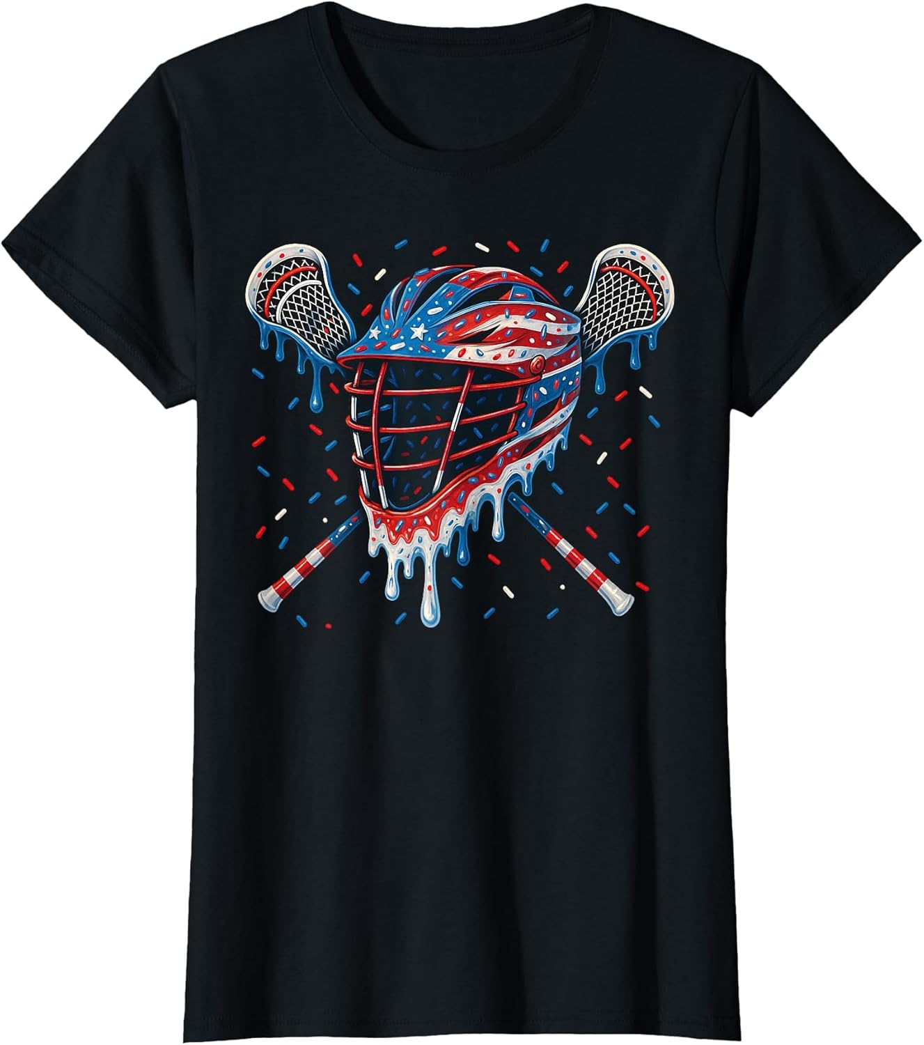 Patriotic American Flag Lacrosse Ice Cream Drip Lax Boys
