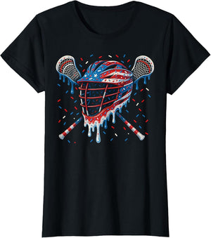 Patriotic American Flag Lacrosse Ice Cream Drip Lax Boys