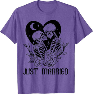 Just Married Gothic Skeleton Couple Halloween Matching