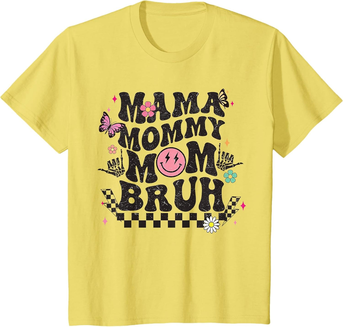 Women's Mother's Day Boy Mama Mommy Mom Bruh Retro Checkered
