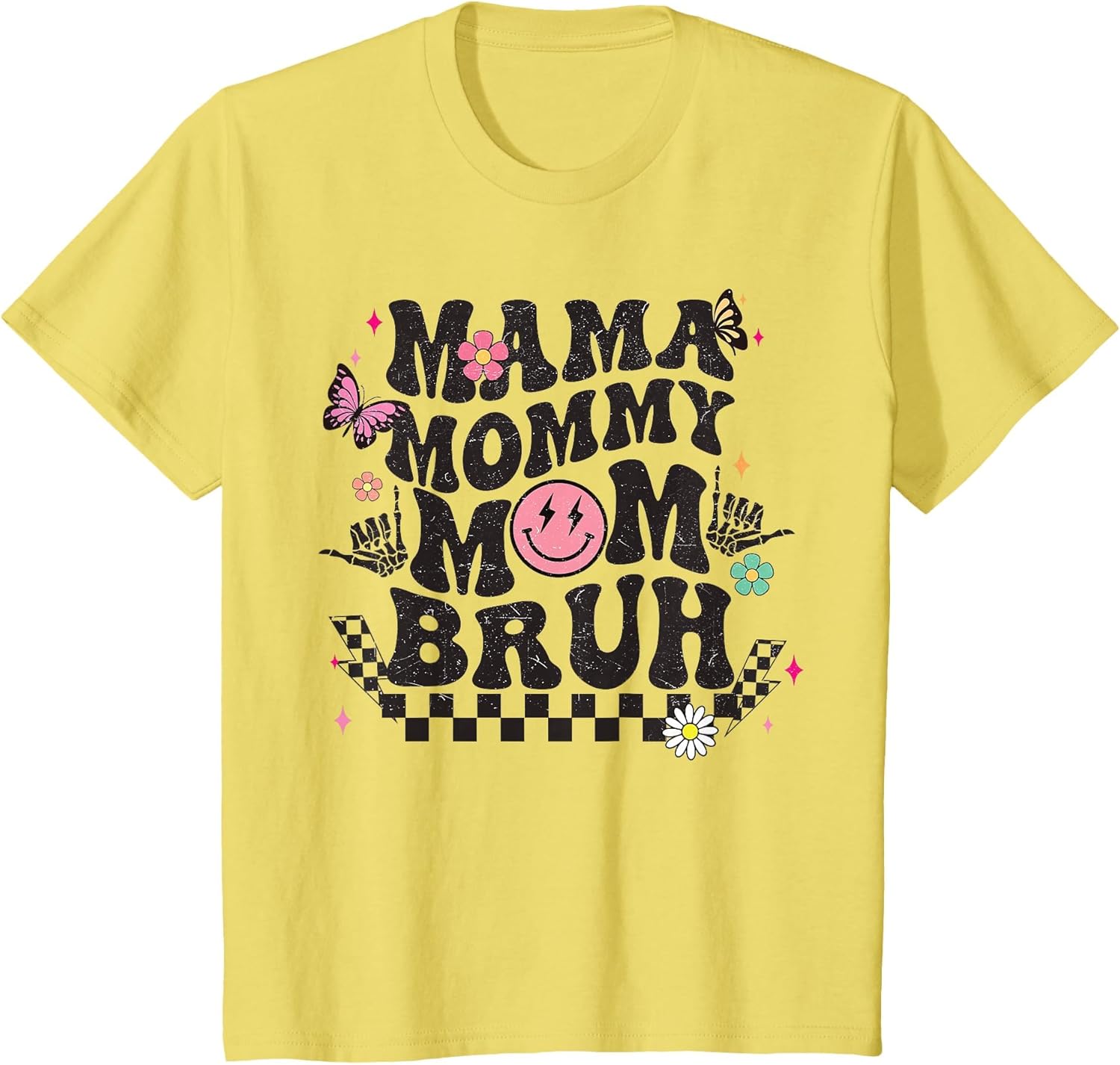 Women's Mother's Day Boy Mama Mommy Mom Bruh Retro Checkered