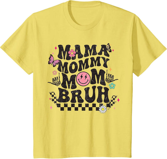 Women's Mother's Day Boy Mama Mommy Mom Bruh Retro Checkered