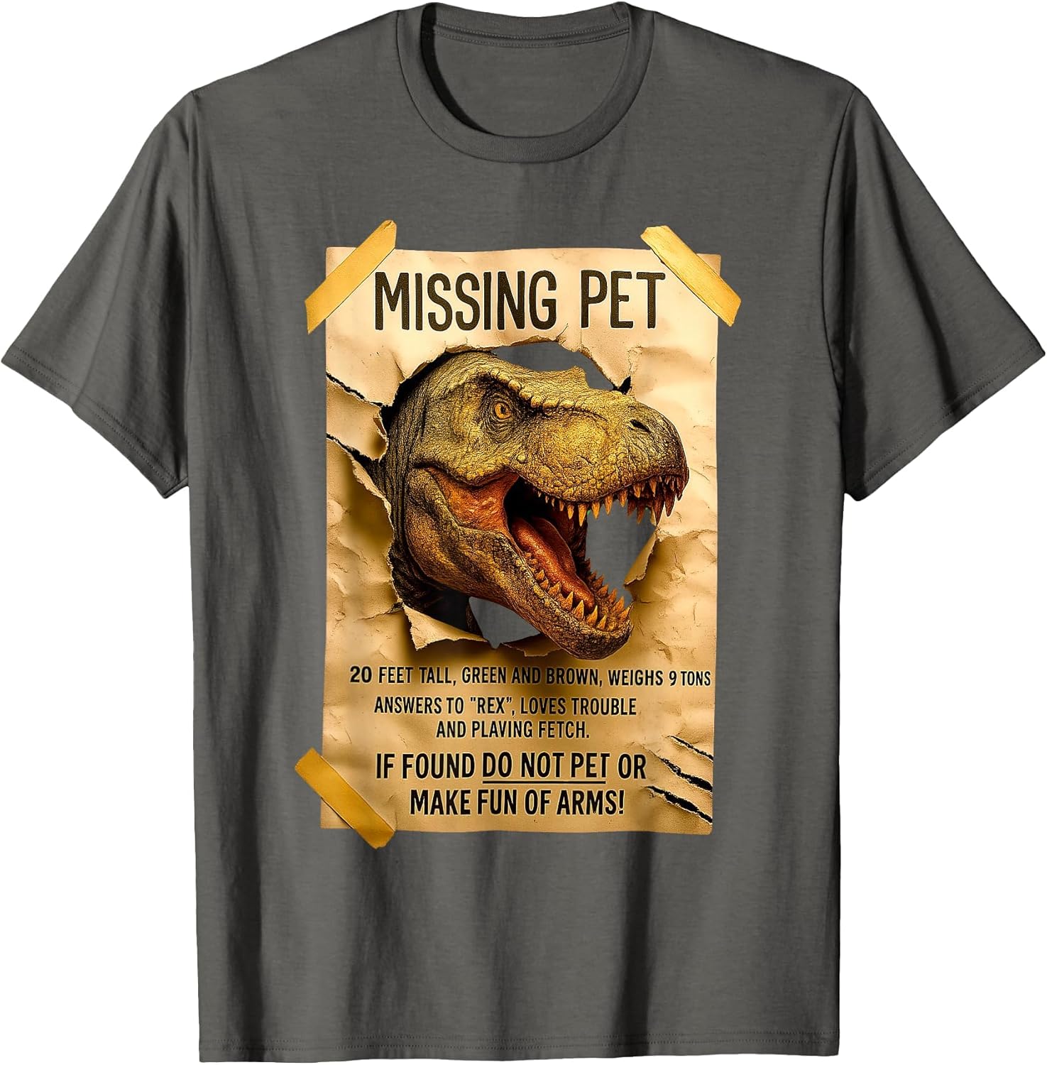 Missing Pet Dinosaur T-Rex Poster Funny Distressed Vintage