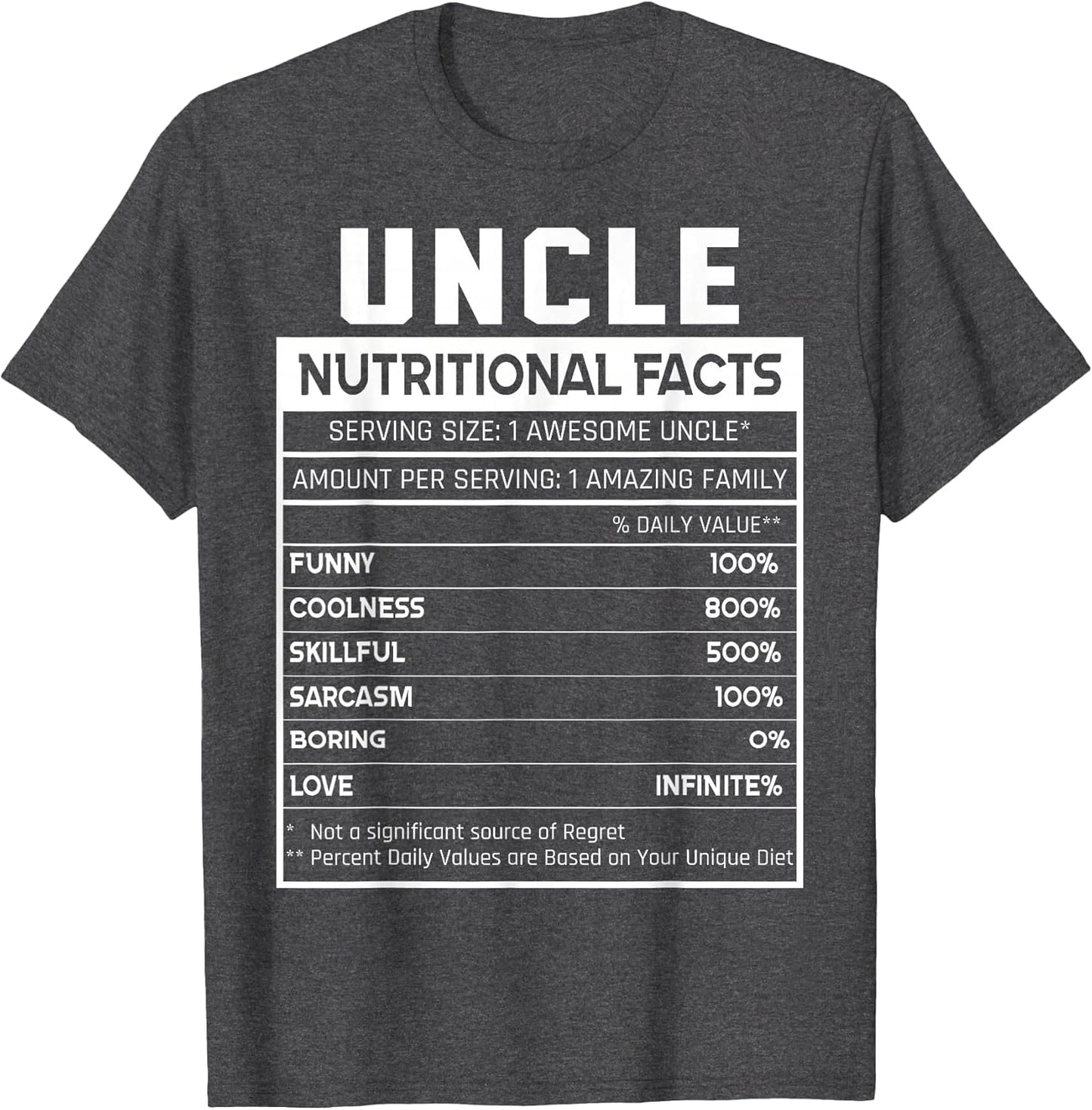 Uncle Nutritional Facts Funny Uncle Niece Nephew Love