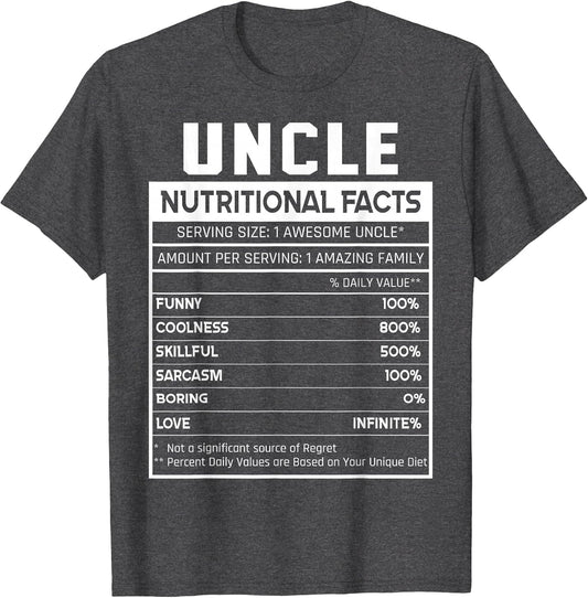 Uncle Nutritional Facts Funny Uncle Niece Nephew Love