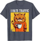 Angry cat Drinking Coffee I Hate Traffic Funny Cynical